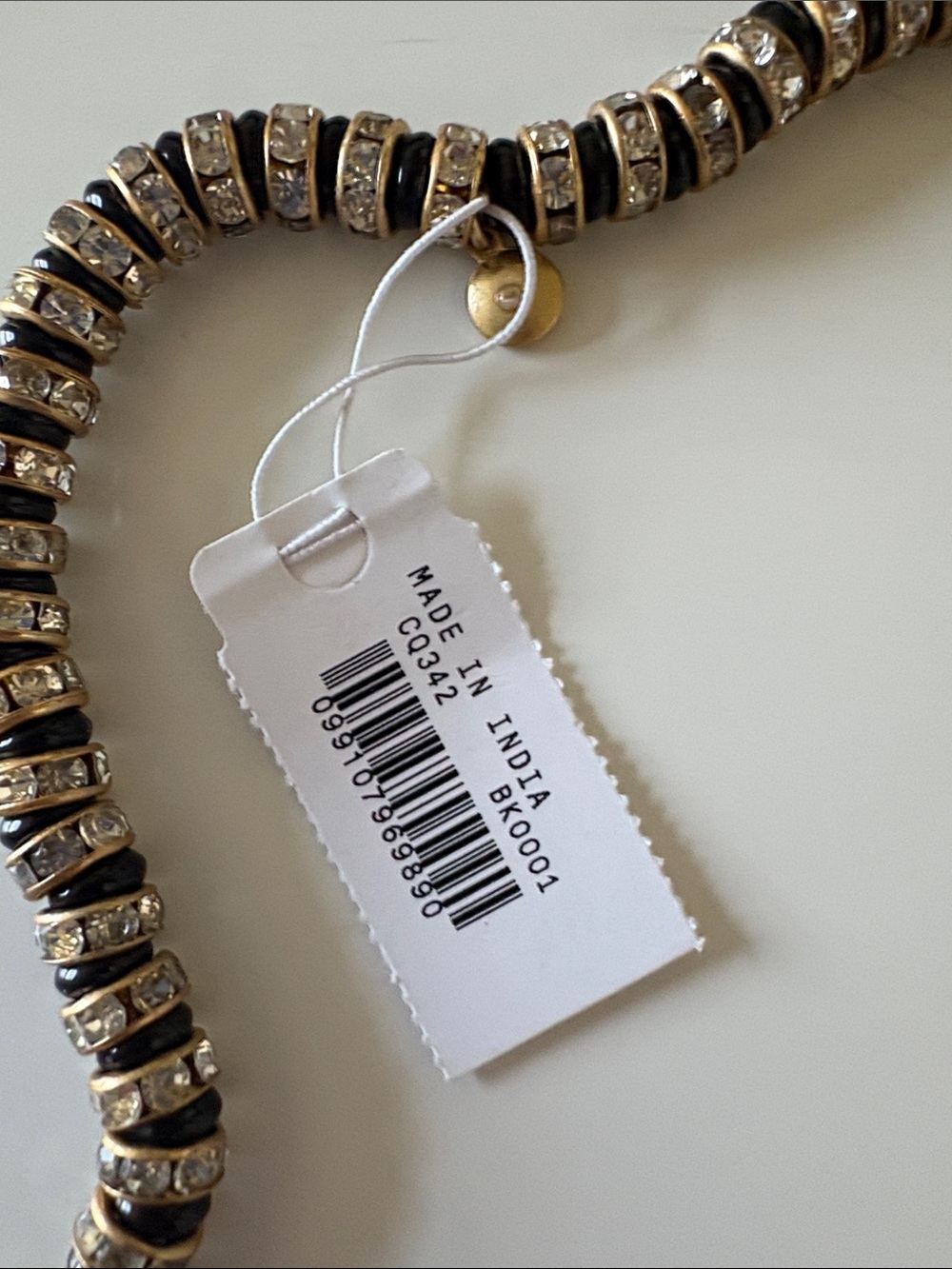 NWT J Crew Black Striped Crystal Necklace - Picture 7 of 9